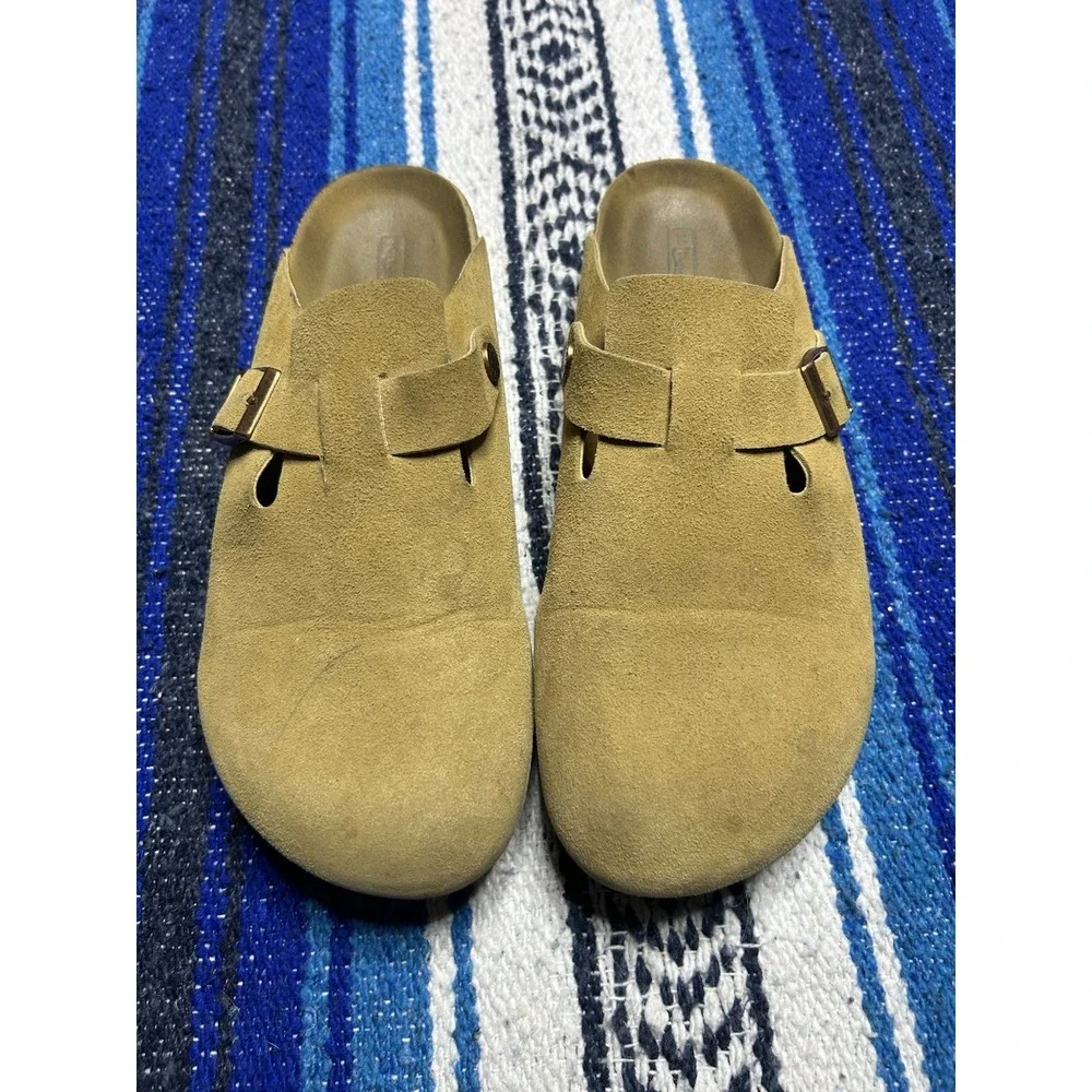 Birkenstock Boston Taupe Mens 9 9.5 Suede Leather Clogs EU 42 Made Germany